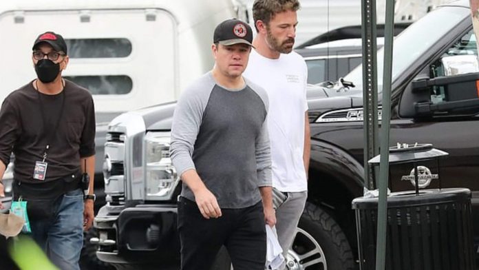 In Between The Shoot Of The Untitled Film, The Stars Ben Affleck And Matt Damon Were Snapped Goofing Around
