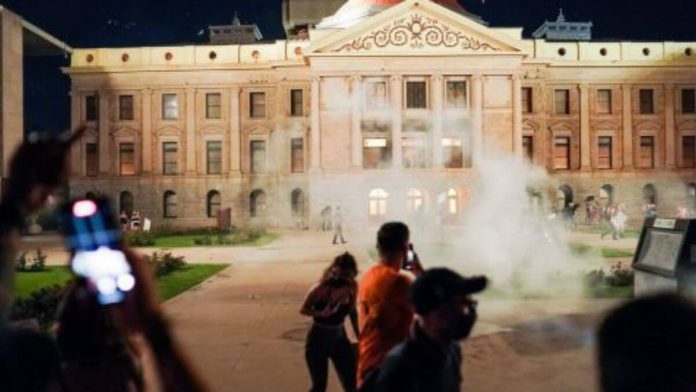 Protesters Outside The Arizona Capitol Building Were Dispersed Using Tear Gas